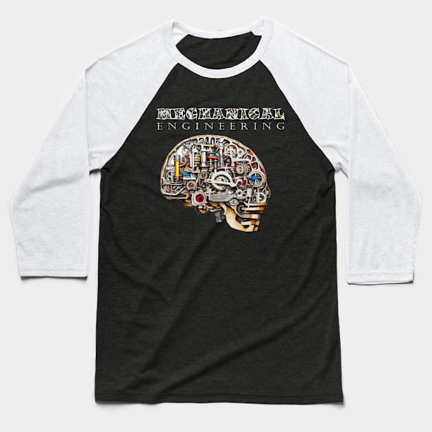 Mechanical Engineering - Inside Skull [White Text Version] Baseball T-Shirt by JavaBlend